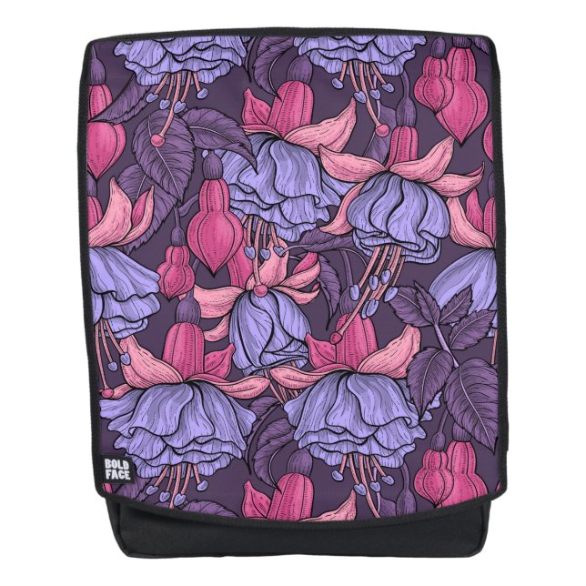 Fuchsien in Rosa und Violett Rucksack (Vorderseite)