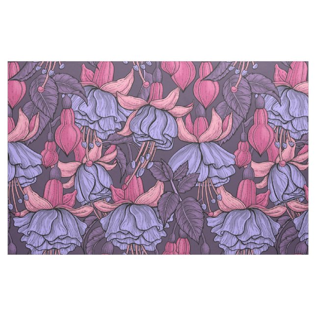 Fuchsien in Rosa und Violett Stoff (Fat Quarter (45,7 x 55,9 cm))