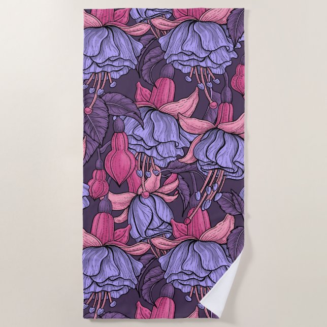 Fuchsien in Rosa und Violett Strandtuch (Vorderseite)