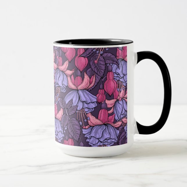 Fuchsien in Rosa und Violett Tasse (Rechts)