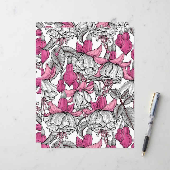 Fuchsien in weiß und rosa (Vorderseite/Rückseite Beispiel)