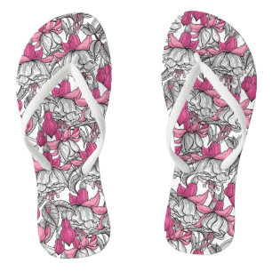 Fuchsien in weiß und rosa flip flops