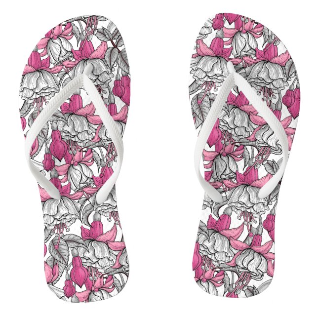 Fuchsien in weiß und rosa flip flops (Fußbett)