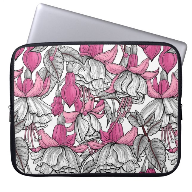 Fuchsien in weiß und rosa laptopschutzhülle (Vorderseite)