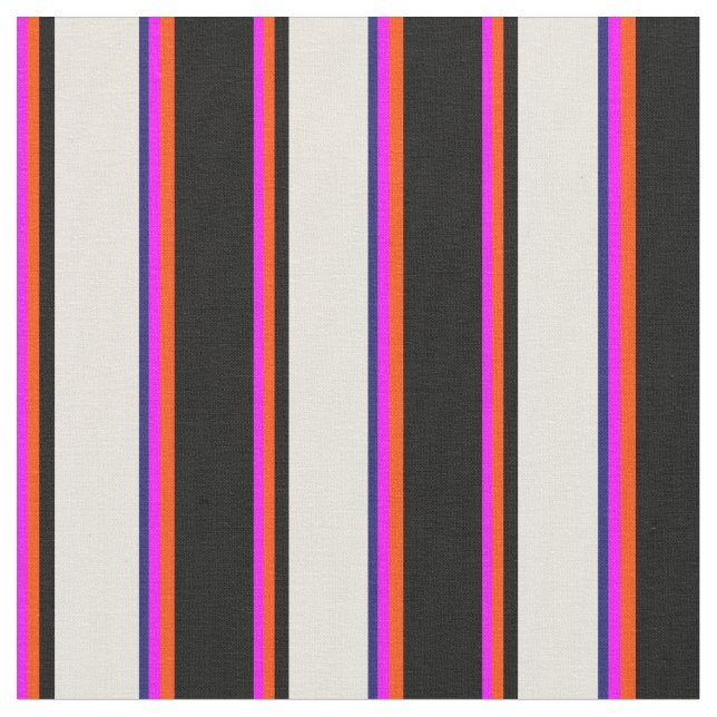 Fuchsien, Rot, Schwarz, Beige und Midnight Blue Li Stoff (Nahaufnahme)