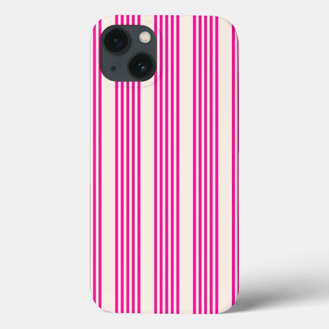Fuchsien und Beige mit fünf Streifen Case-Mate iPhone Hülle (Rückseite)