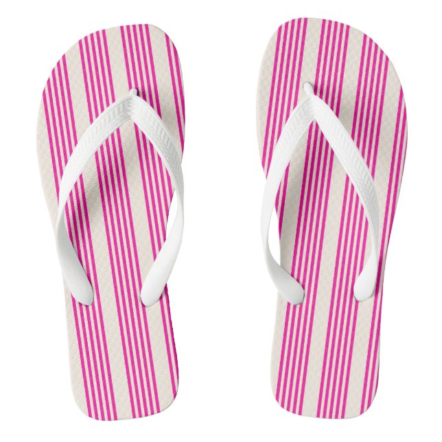 Fuchsien und Beige mit fünf Streifen Flip Flops (Fußbett)