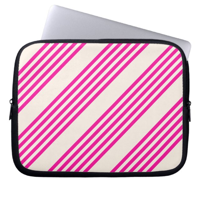 Fuchsien und Beige mit fünf Streifen Laptopschutzhülle (Vorderseite)