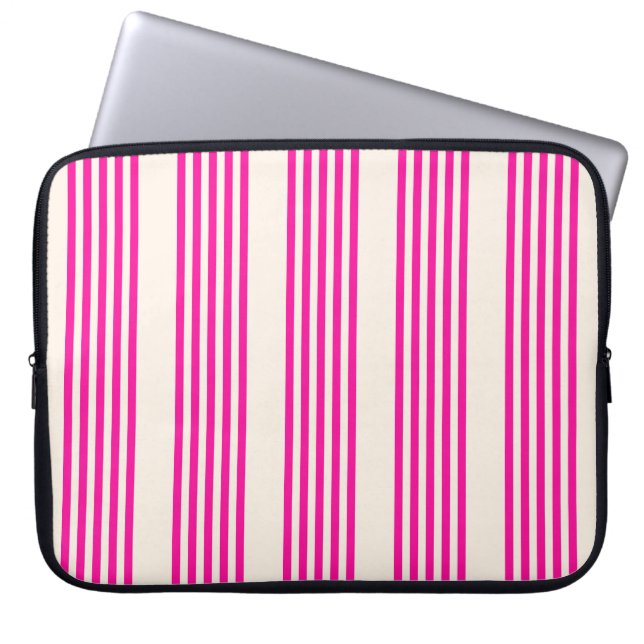 Fuchsien und Beige mit fünf Streifen Laptopschutzhülle (Vorderseite)