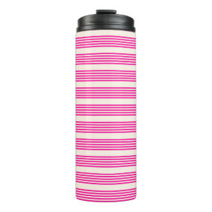 Fuchsien und Beige mit fünf Streifen Thermosbecher