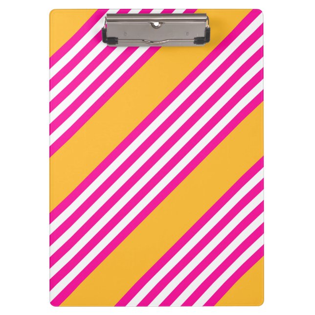 Fuchsien und gelbe fünf Streifen Muster Klemmbrett (Vorderseite)