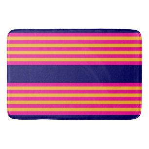 Fuchsien und gelbe Streifen mit Marineblau Badematte