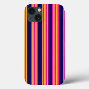 Fuchsien und gelbe Streifen mit Marineblau Case-Mate iPhone Hülle