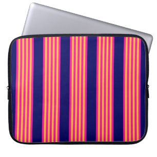 Fuchsien und gelbe Streifen mit Marineblau Laptopschutzhülle