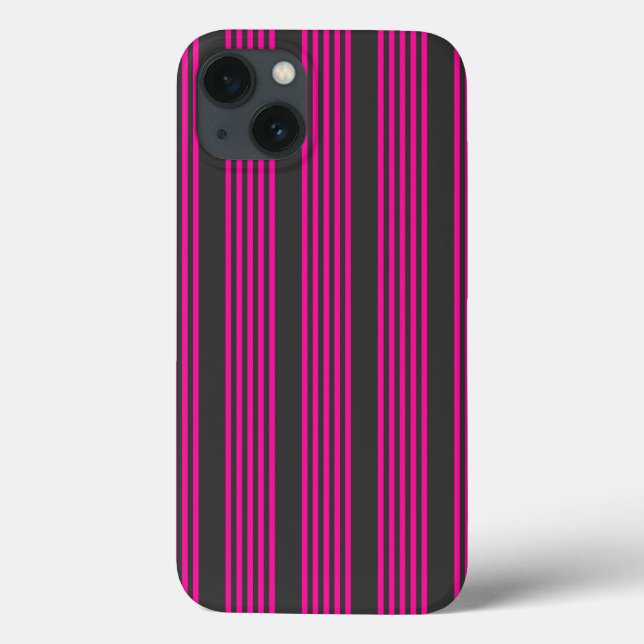 Fuchsien und Holzkohle, fünf Streifen Muster Case-Mate iPhone Hülle (Rückseite)