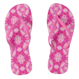 Fuchsien und pastellrosa Gefärbte Krawatte Muster Flip Flops