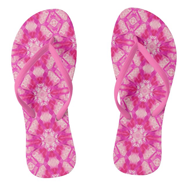 Fuchsien und pastellrosa Gefärbte Krawatte Muster Flip Flops (Fußbett)