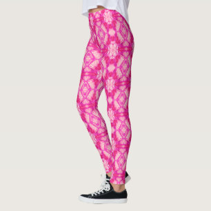 Fuchsien und pastellrosa Gefärbte Krawatte Muster Leggings