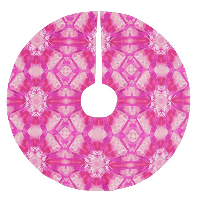 Fuchsien und pastellrosa Gefärbte Krawatte Muster Polyester Weihnachtsbaumdecke (Vorderseite)