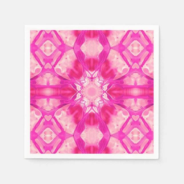 Fuchsien und pastellrosa Gefärbte Krawatte Muster Serviette (Vorderseite)