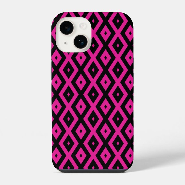 Fuchsien und schwarzer Diamant iPhone Hülle (Rückseite)