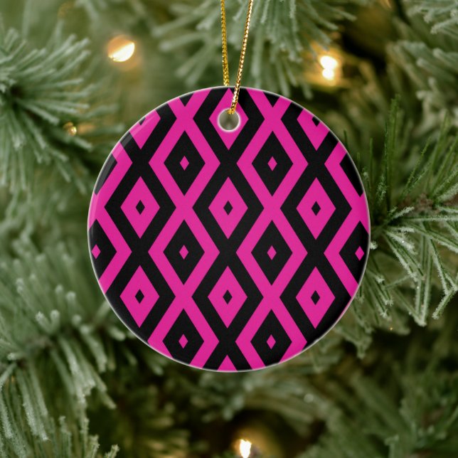 Fuchsien und schwarzer Diamant Keramik Ornament (Baum)