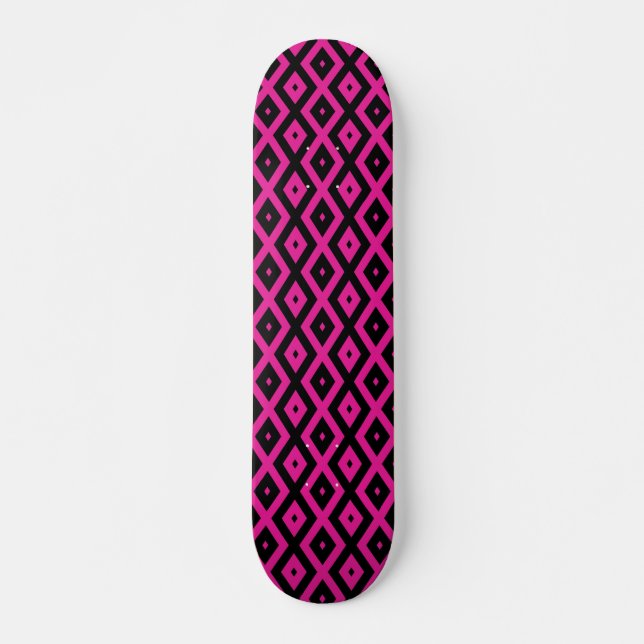 Fuchsien und schwarzer Diamant Skateboard (Vorne)