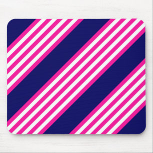 Fuchsien und weiße fünf Streifen mit blauem Muster Mousepad