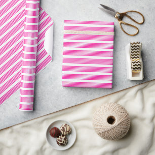 Fuchsien und weiße fünf Streifen Muster Geschenkpapier