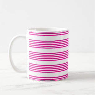 Fuchsien und weiße fünf Streifen Muster Kaffeetasse