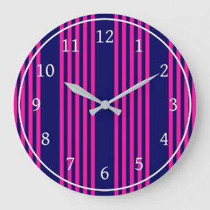 Fuchsienblauer Fünf Streifen Große Wanduhr