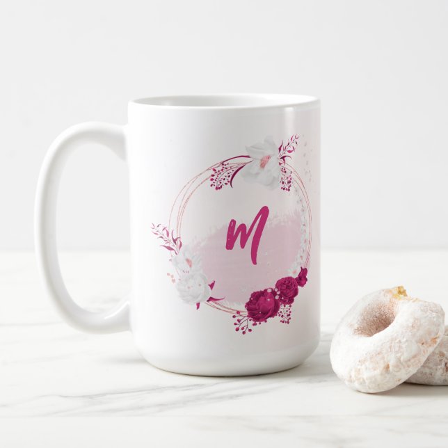 Fuchsienblüten botanisch  kaffeetasse (Mit Donut)
