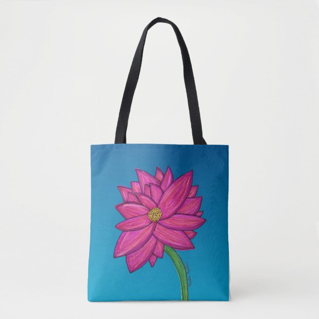 Fuchsienrosa-Blume mit blauem Hintergrund-Tote (Vorderseite)