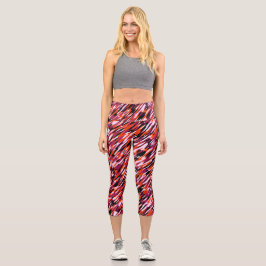 Fuchsienrosa, orange, schwarz und weiß getarnt capri leggings