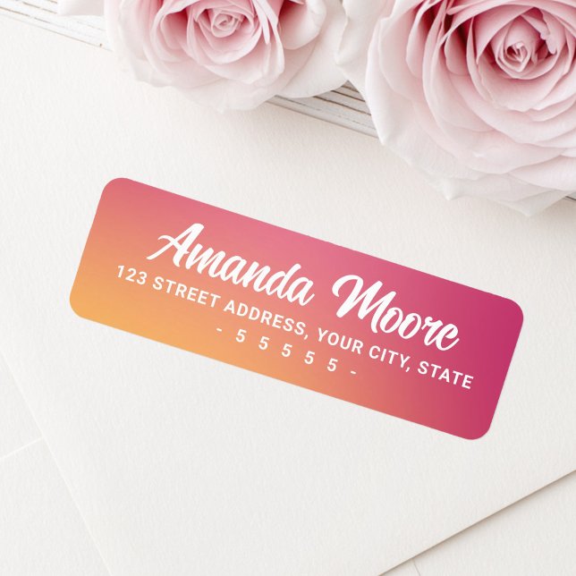 Fuchsienrosa Orangengefälle Moderne Rücksendeadres (Fuchsia pink orange gradient modern return address label)