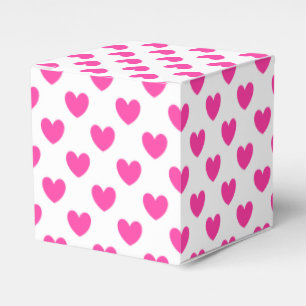 Fuchsienrosa Polka-Herzen auf weiß Geschenkschachtel