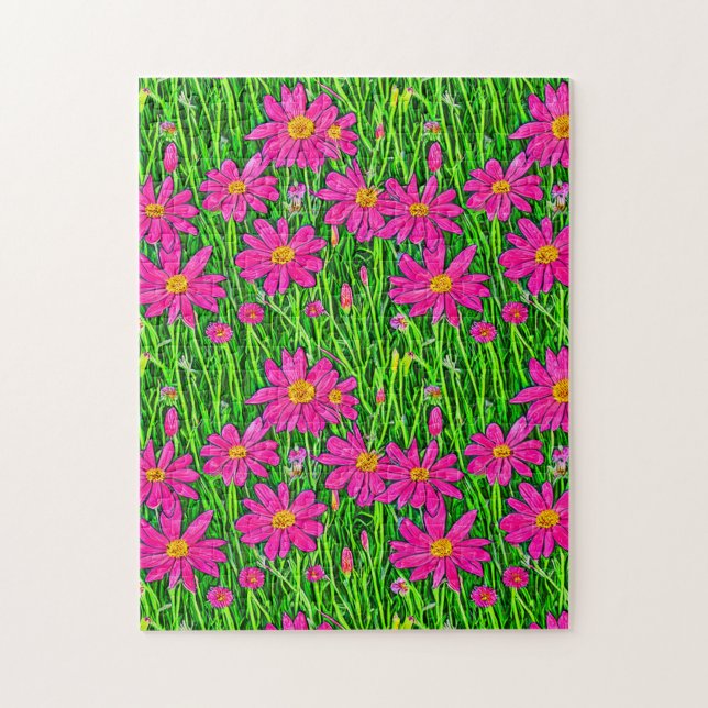 Fuchsienrosa Wildblumen in einem Feld Puzzle (Vertikal)