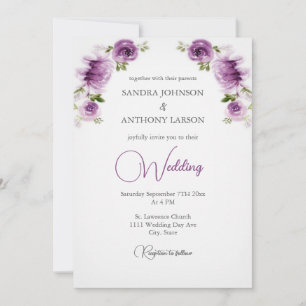 Fuchsienrosen- und Pfingstrosen-Hochzeitseinladung Einladung