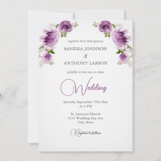 Fuchsienrosen- und Pfingstrosen-Hochzeitseinladung Einladung