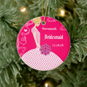 Fuchsienrotes Brautkleid Brautjungfer Ornament