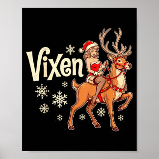Füchsin Weihnachtsrentier Pin-Up-Girl Vintage-Sant Poster