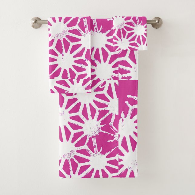 Fuchsisches geometrisches Muster Badhandtuch Set (Insitu)