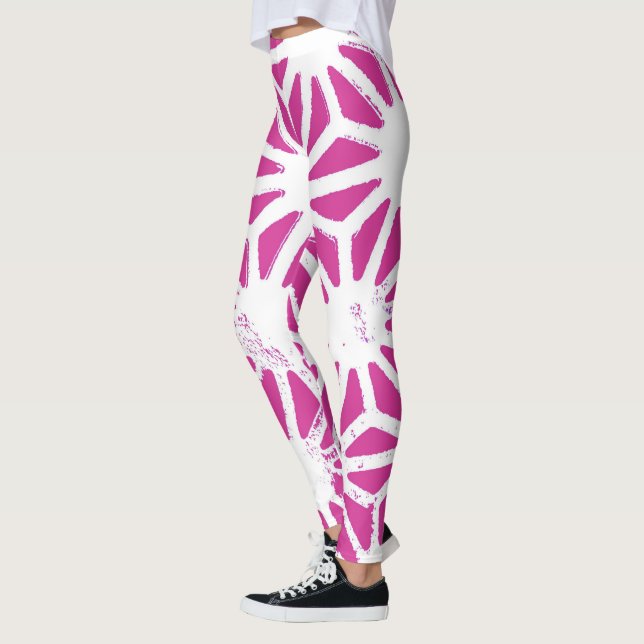 Fuchsisches geometrisches Muster Leggings (Links)