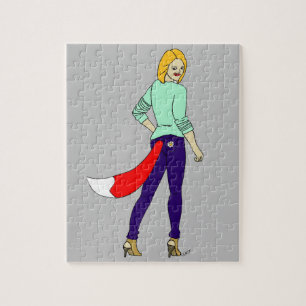 Füchsisches Mädchen Knopf Puzzle