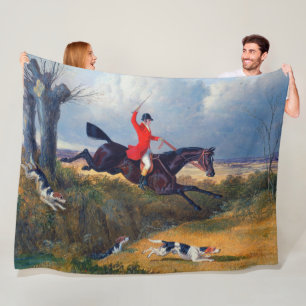 Fuchsjagd Überwinden eines Grabens 1839 Hund Fleecedecke