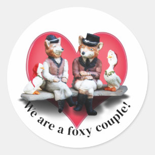 Fuchspaar Valentinstag Runder Aufkleber