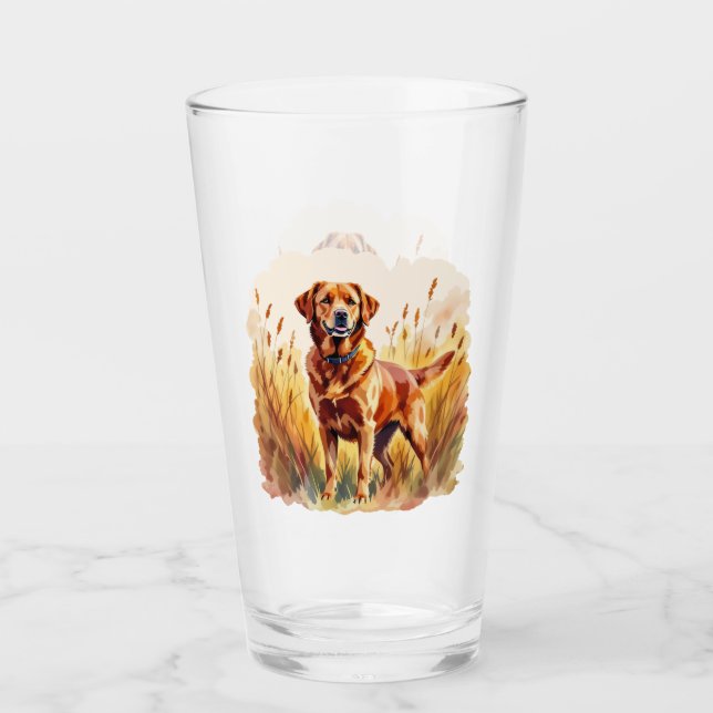 Fuchsroter Labrador Retriever Hund Glas (Vorderseite)