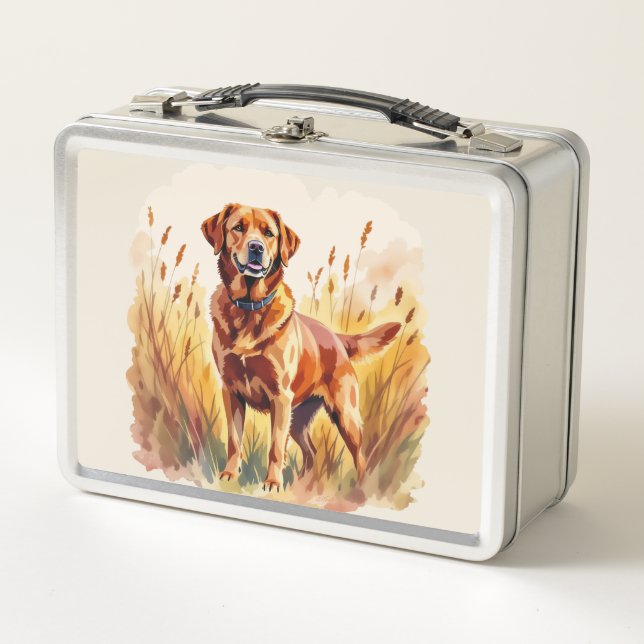 Fuchsroter Labrador Retriever Hund Metall Brotdose (Vorderseite)