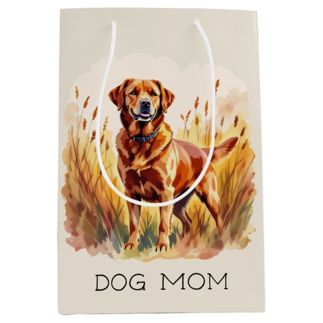 Fuchsroter Labrador Retriever Hund Mittlere Geschenktüte (Vorderseite)