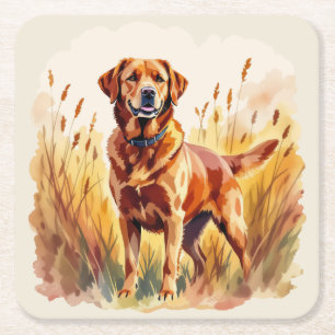 Fuchsroter Labrador Retriever Hund Rechteckiger Pappuntersetzer